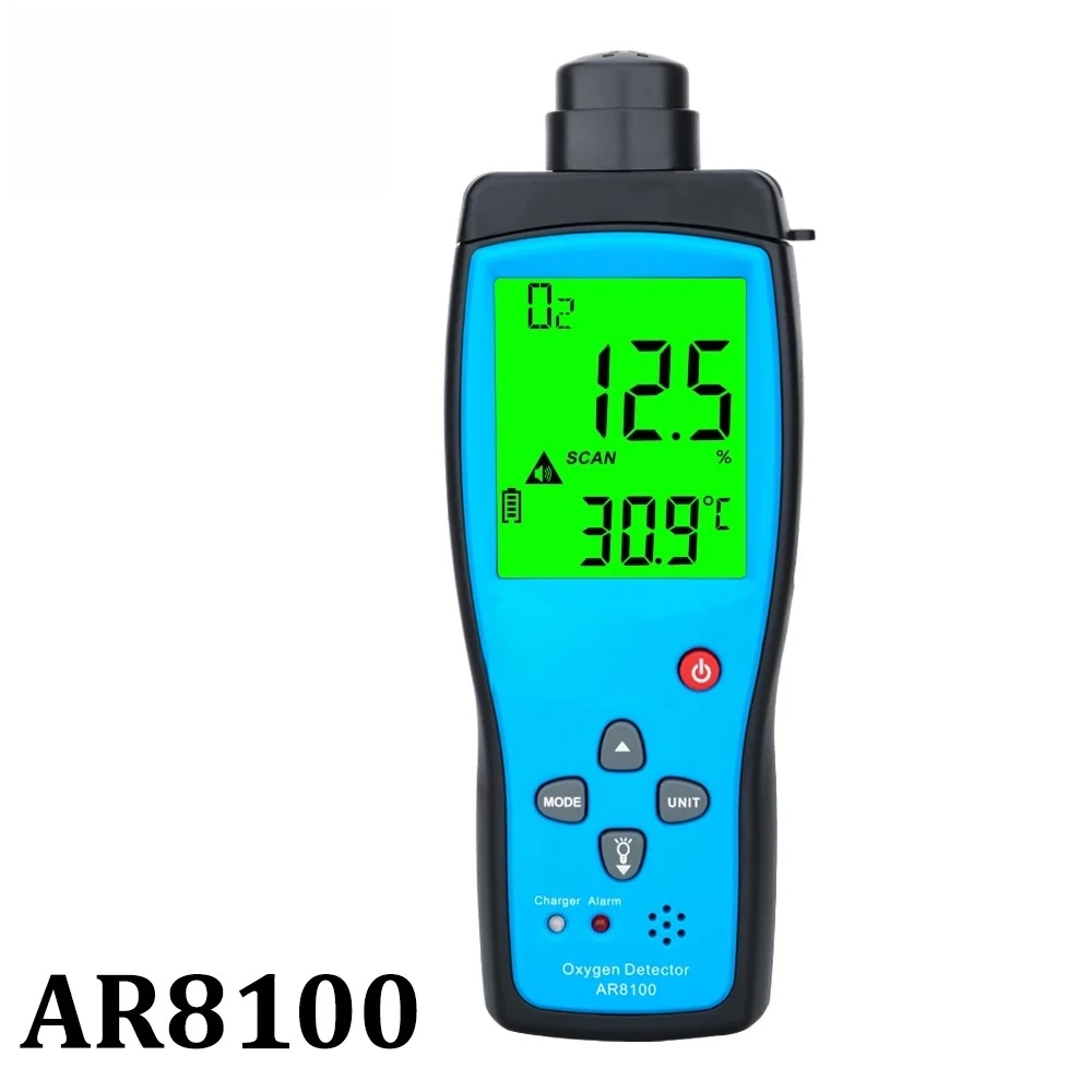 Digital Oxygen Meter O2 Gas Detector Sound Light Alarm Gas Monitor Air Quality Meter with Temperature LCD Display