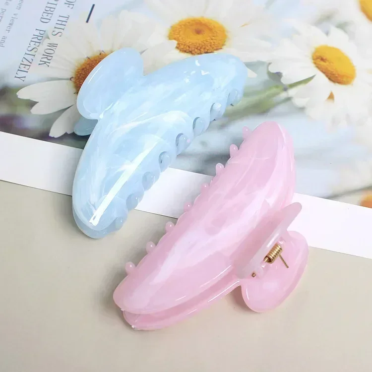 Candy Hairpin Advanced Acetate Marble Moire Back Head Shark Clip Halbkreisförmiger Halbmond-Greifclip – Detail 6