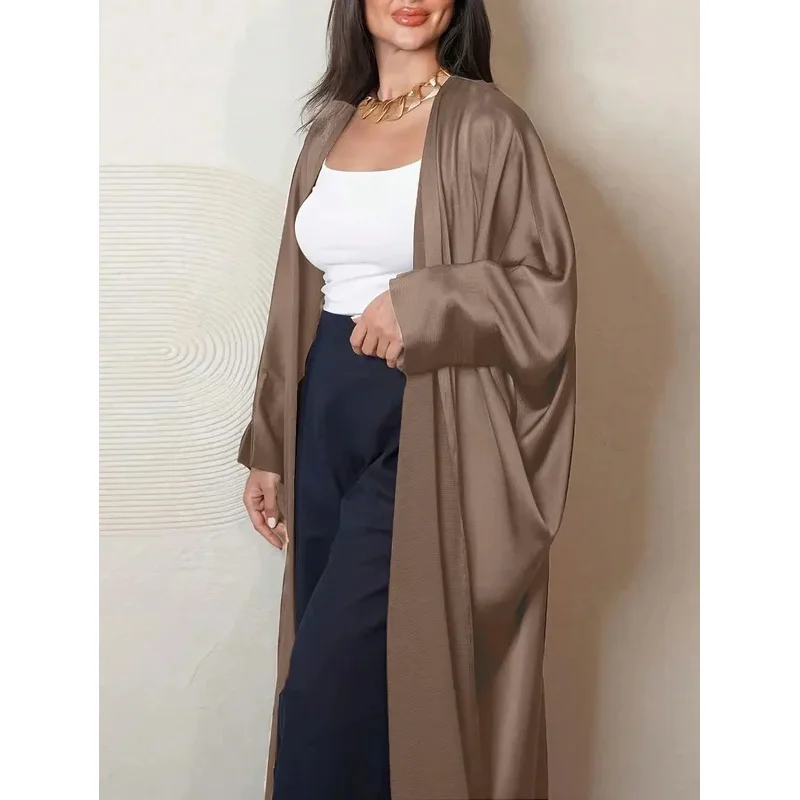 

JINIA Ramadan Abaya Cardigan: Long Sleeve Open Front Islamic Maxi Dress Women Prayer Wearout Kaftan