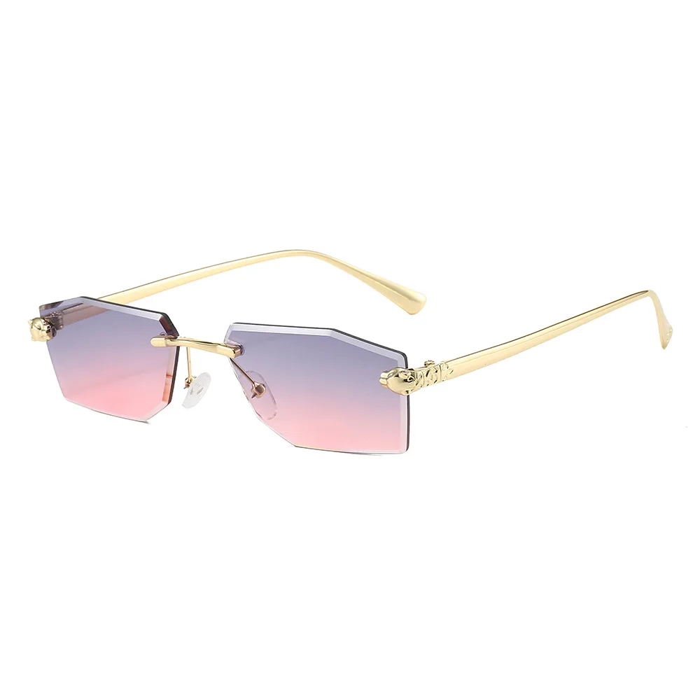 Luxury Frameless Square Sunglasses Men Alloy Frameless Gradient Sunglasses Women Fashion Retro Polygon