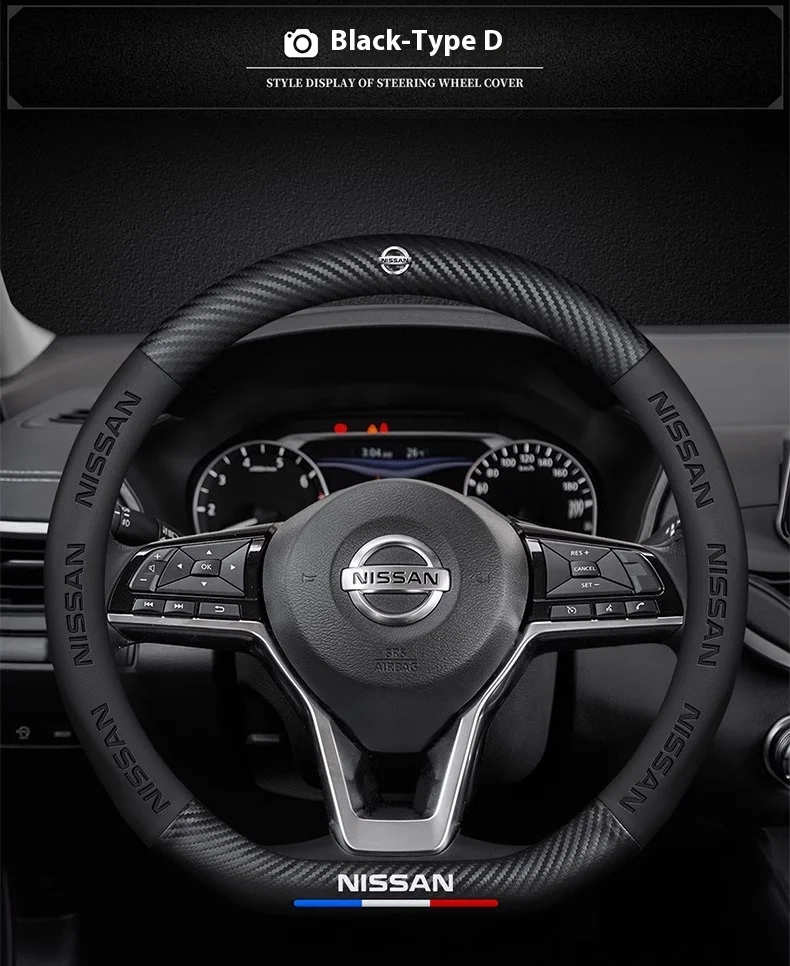 

Car Steering Wheel Cover Nissan Qashqai Juke X-Trail Patrol Note Leaf Altima Maxima Micra Murano Rogue Pulsar Sentra Teana Tiida