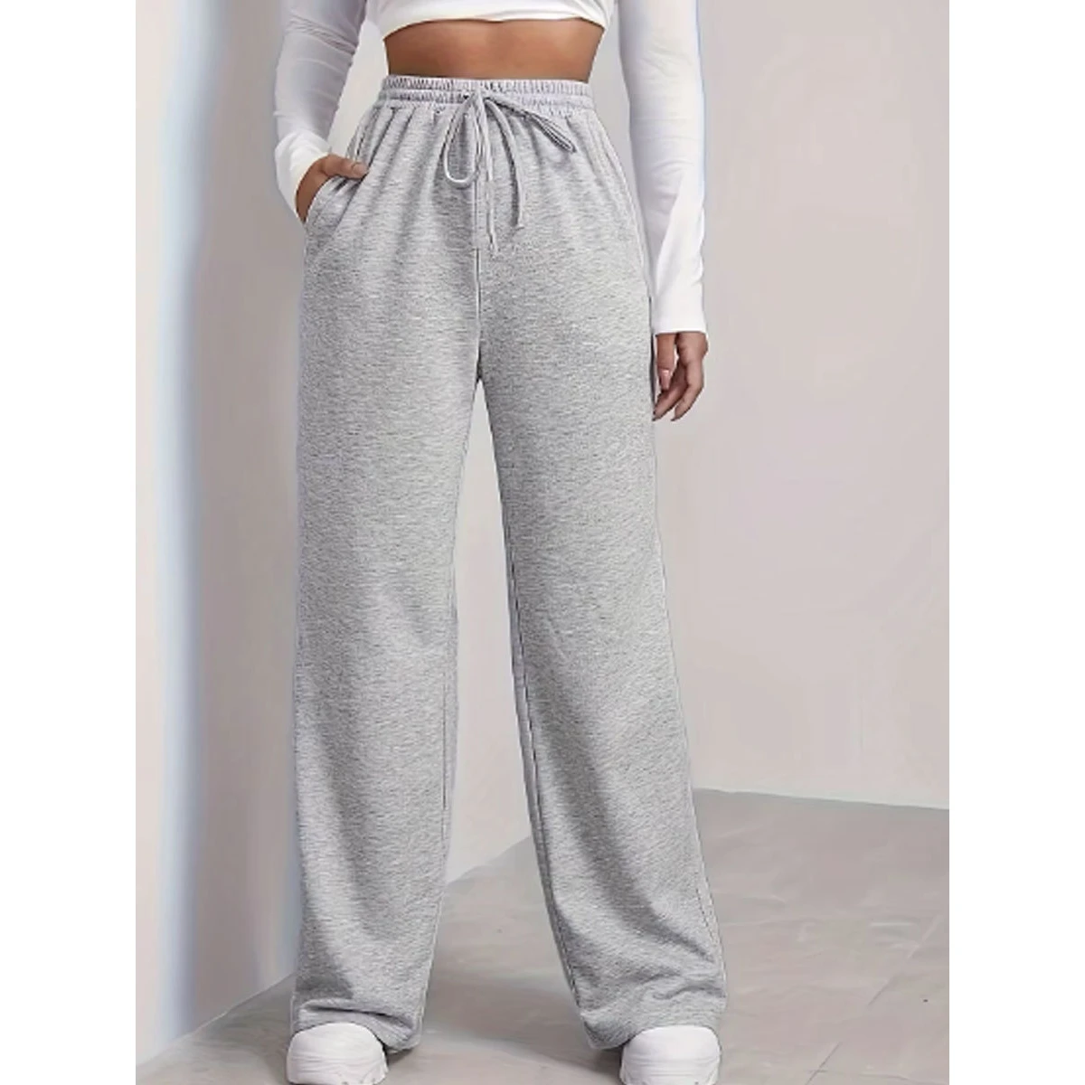 Ey American Spor-pantalones informales holgados para mujer, cintura alta, fibra de poliéster, para ir al trabajo, colección de verano 2024