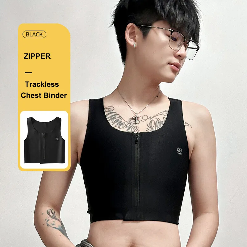 Janest Chest Binder Front Zipper Binder Chest Seamless Fabric Trans Flatten Breast Corsets Breathable Material