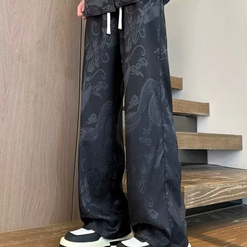 

Длинные брюки в китайском стиле для мужчин, летние легкие быстросохнущие винтажные повседневные брюки, свободные повседневные брюки в стиле ретро