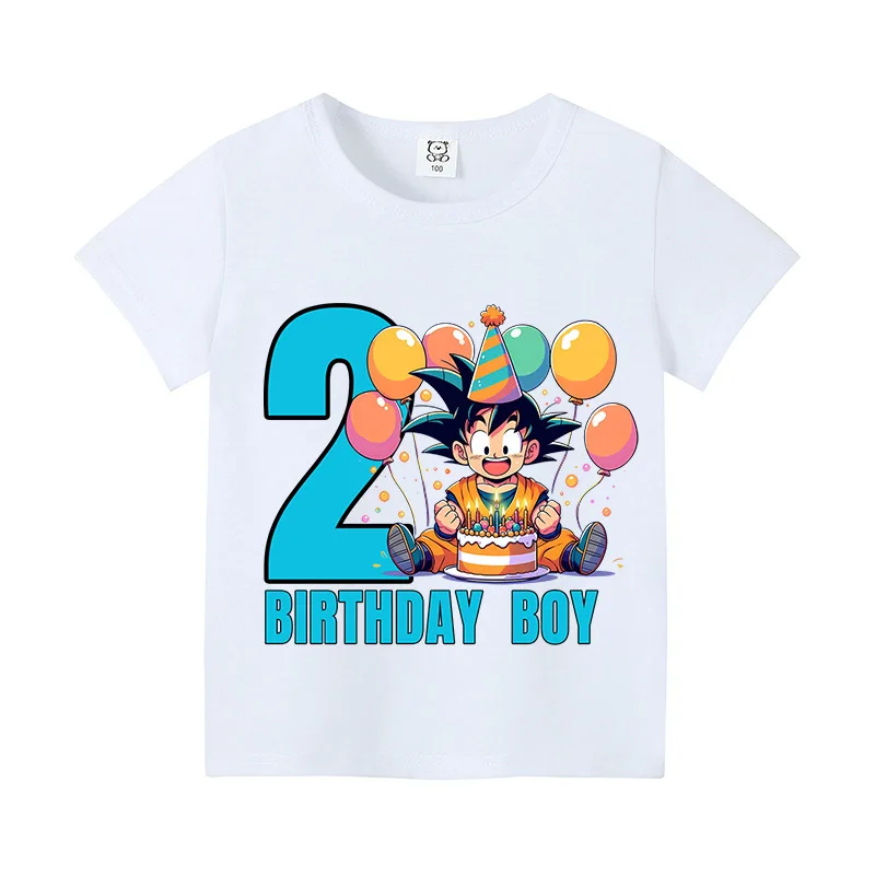 Dragon Ball Birthday Number Printed T-shirt Boys Girls Cartoon Anime Tees Short Sleeve Summer Casual Clothing Loose Tops Gifts