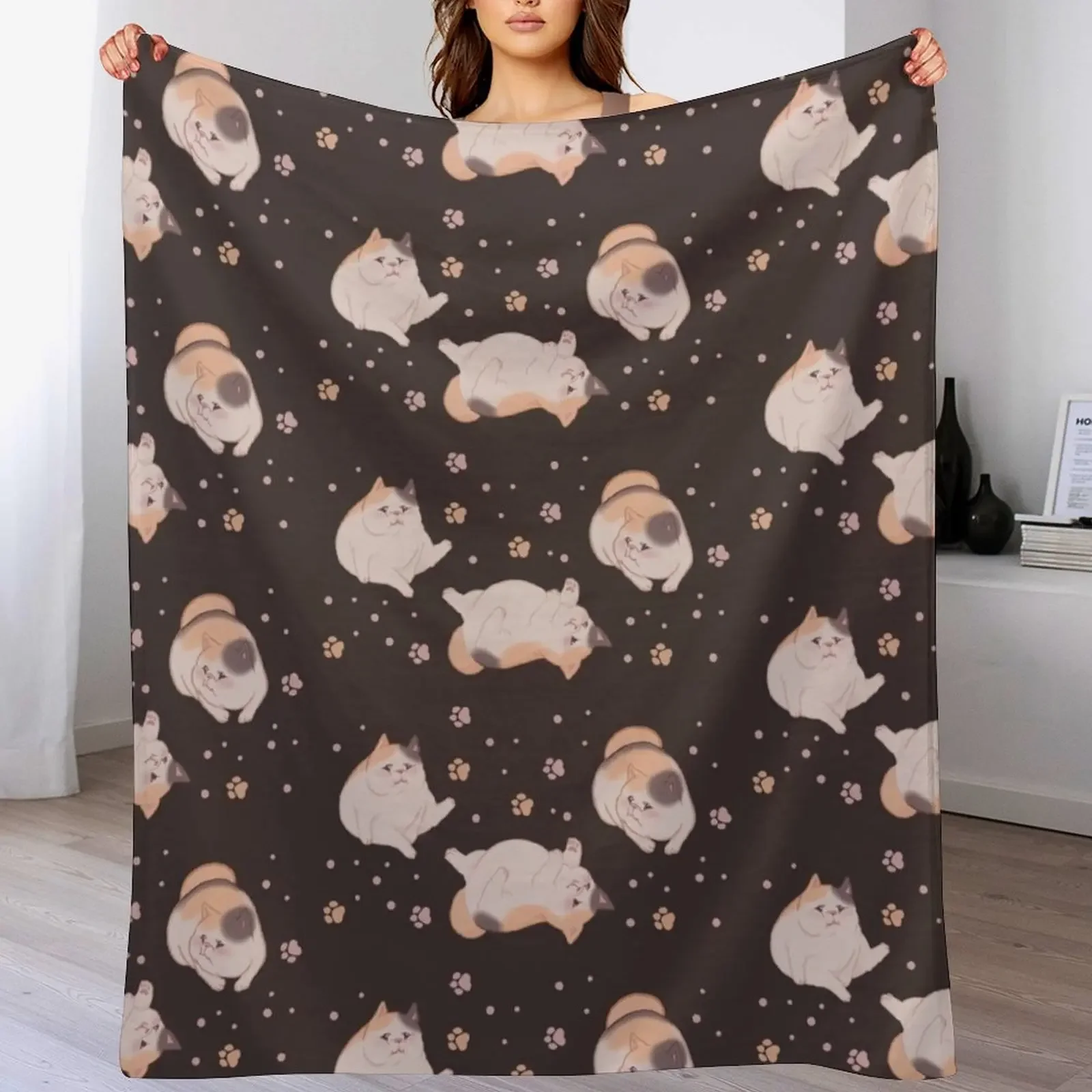 

FFXIV - Playing Fat Cats (Dark) Throw Blanket Cozy Napping Blanket Gift for Mom Dad