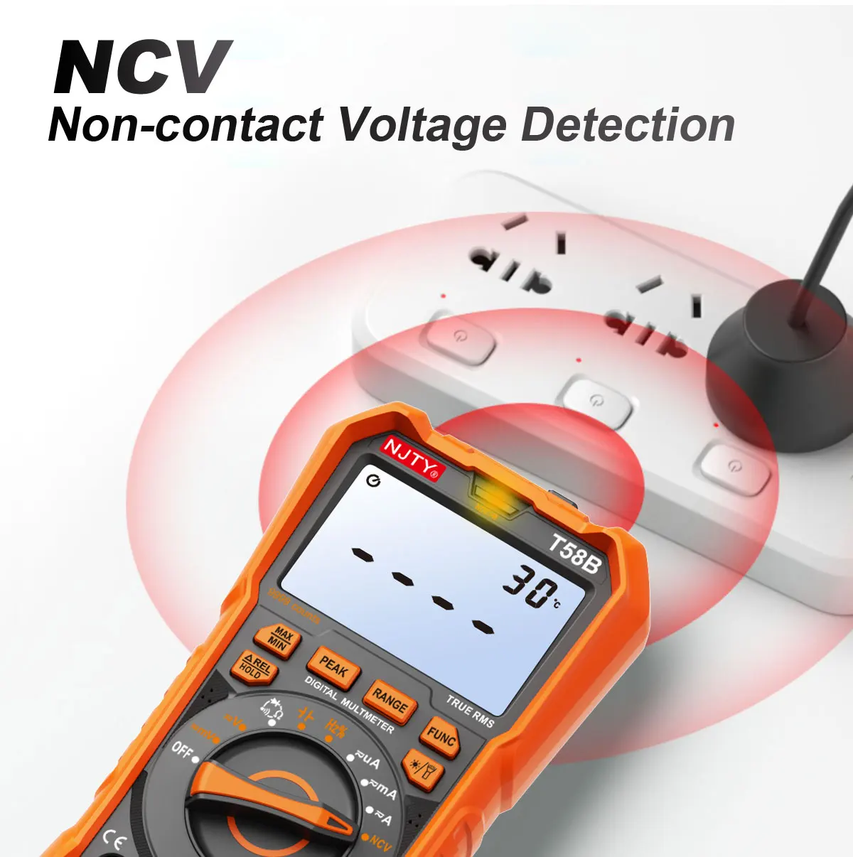 NJTY T58B T58C Induktivitäts-Digitalmultimeter, automatischer Bereich 9999 Zählungen, Spannung, Strom, Kapazität, LED, intelligente Hintergrundbeleuchtung, großer Bildschirm – Detail 11