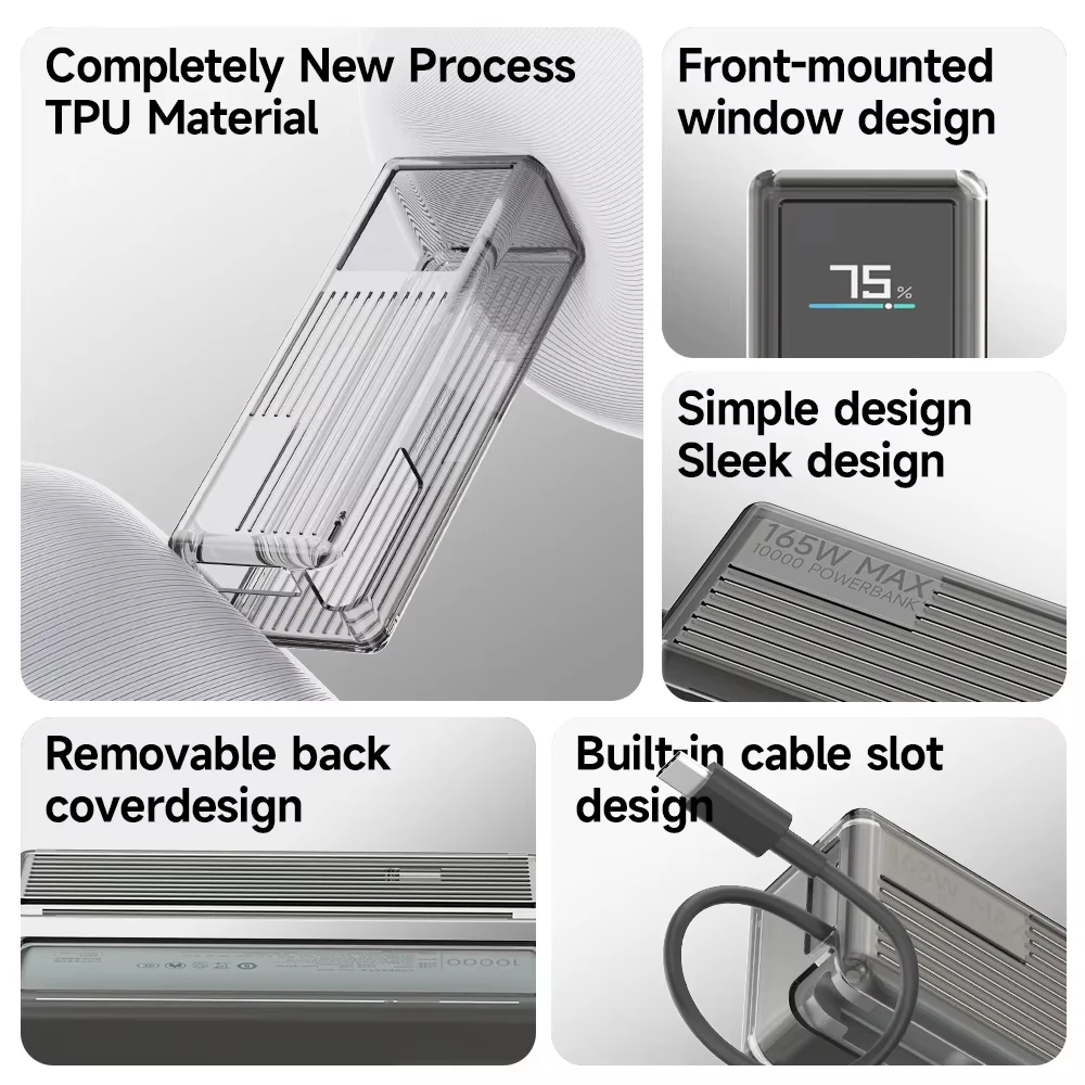 SIKAI Silicone Powerbank Case For Xiaomi 165W Power Bank 10000mAh PB1165MI Portable Charger Protective Cover Shockproof Skin