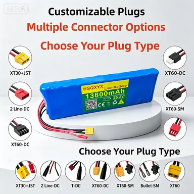 18650 rechargeable lithium battery 25.2V 6800mAh 6s2p with BMS protection board, lithium-ion battery pack, and charger