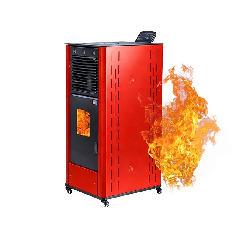 Low Price Standalone Real Fire Burning Stove Bio Pellet Fuel Fireplace Pellet Air Heater for Greenhouse