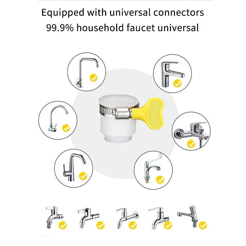 Water Tap Connector Thick Brass Threaded Adapter Tap Adapter Water Faucet Extender Adjustable Yellow Plastic Handle Hand Twist