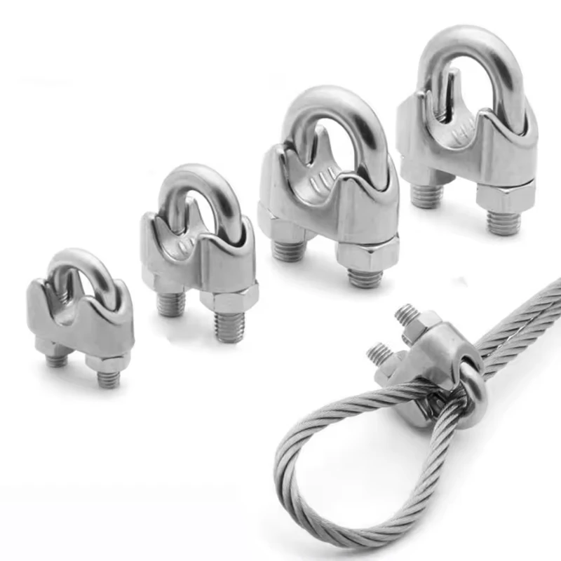 1-50pcs Stainless Steel/Carbon Steel U-Bolt Type Wire Rope Clip M2 M3 M4 M5 M6 M8~M36 Clamp Bolt Household Hardware Working