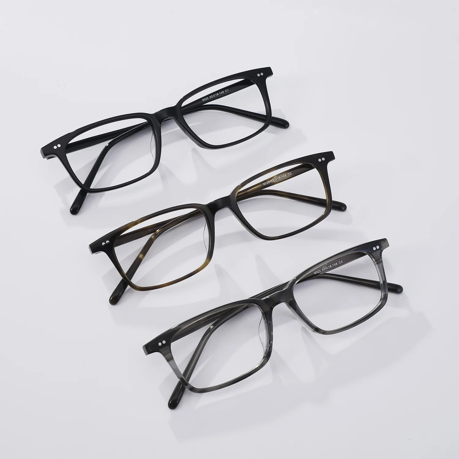 

New acetate fiber eyeglass frame for men 9023 retro square eyeglass frame for women can be paired with prescription glasses