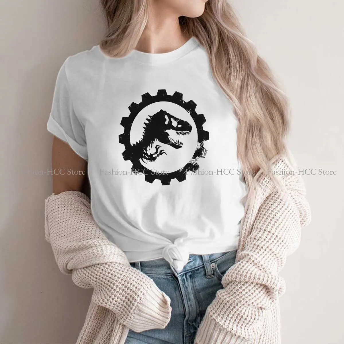 

Polyester TShirt for Women T-Rex 2 Humor Summer Sweatshirts T Shirt Novelty Trendy