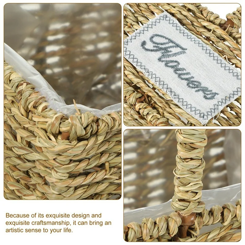 ABRE-Decorative Basket Grocery Basket Decorative Pot Desktop Basket To Weave Storage Basket Desktop Square Manual Basket