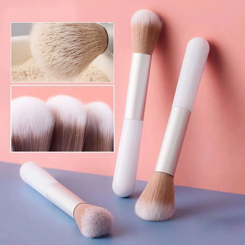 1Pc Small White Blush Brush Portable Short Color Makeup Tool Natural Fiber Skin Friendly Non-irritating Multi-functional Makeup