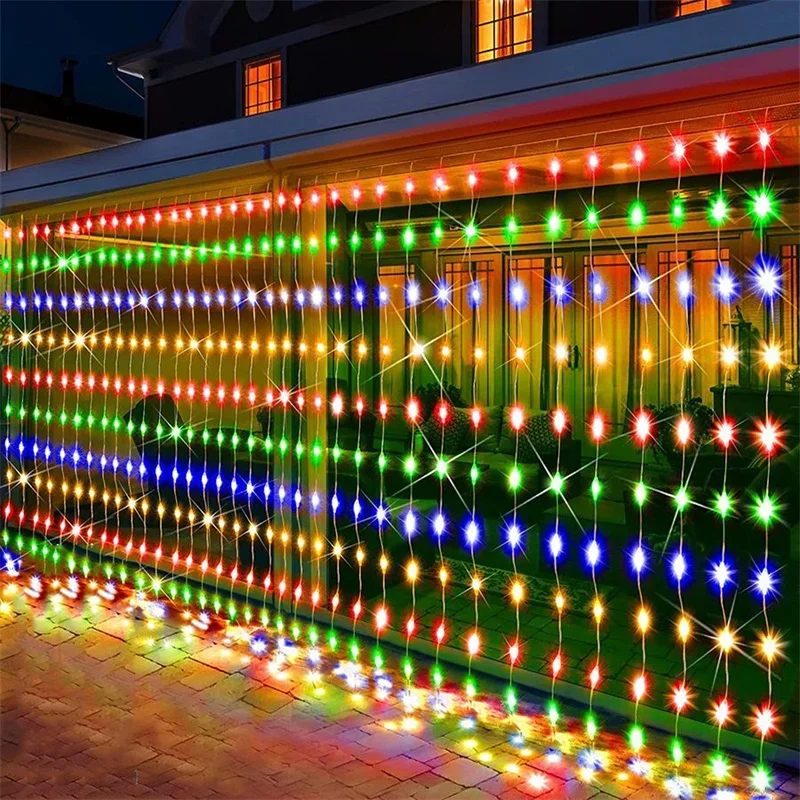 حفلة USB الستار سلسلة أضواء 8 طرق مصباح ليد عطلة الزفاف حديقة الجنية أضواء غرفة المعيشة زينة عيد الميلاد للمنزل #3