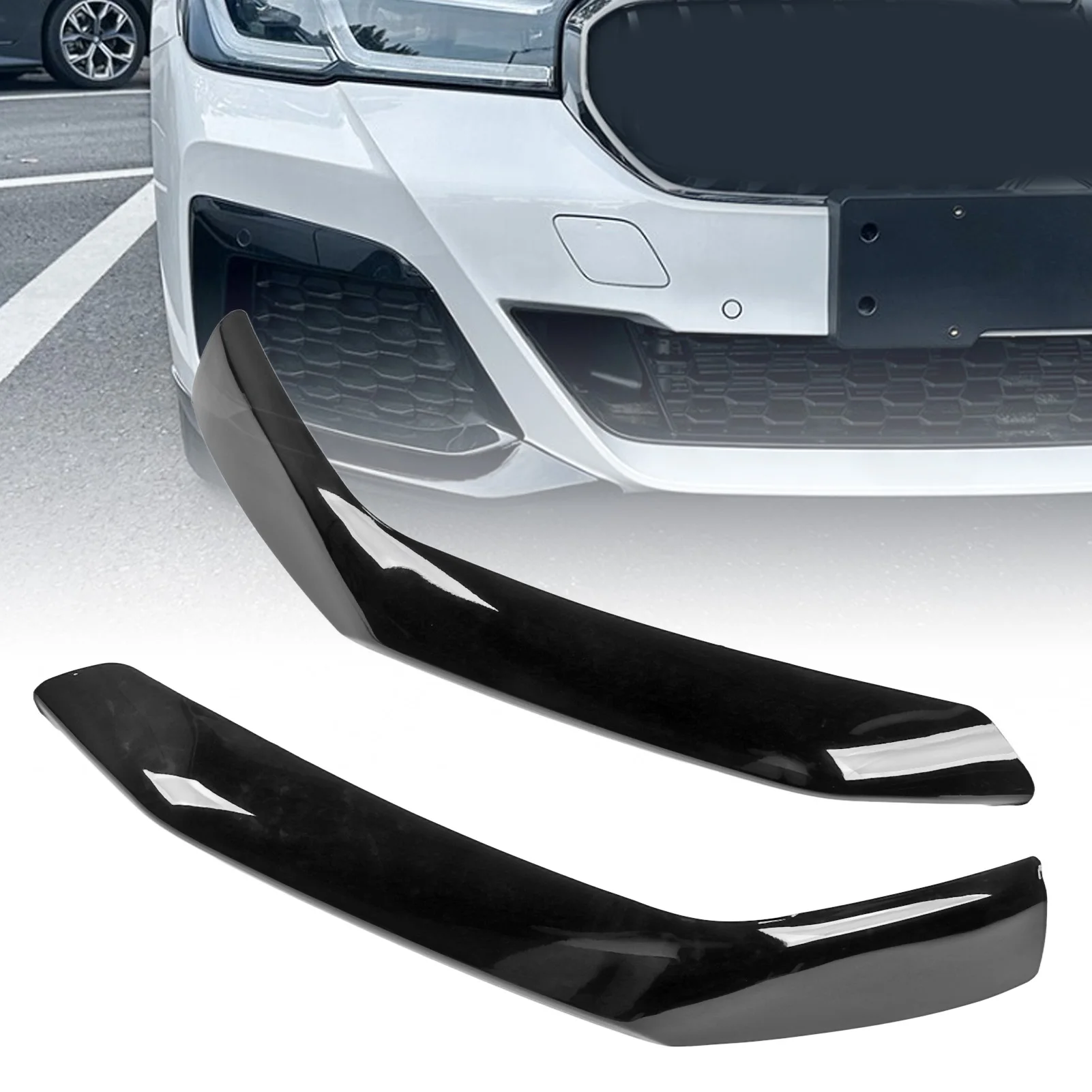 

1 пара спойлера на передний бампер - глянцевый черный прочный стильный сплиттер для 5 серии G30 G31 LCI M Sport, часть внешнего улучшения