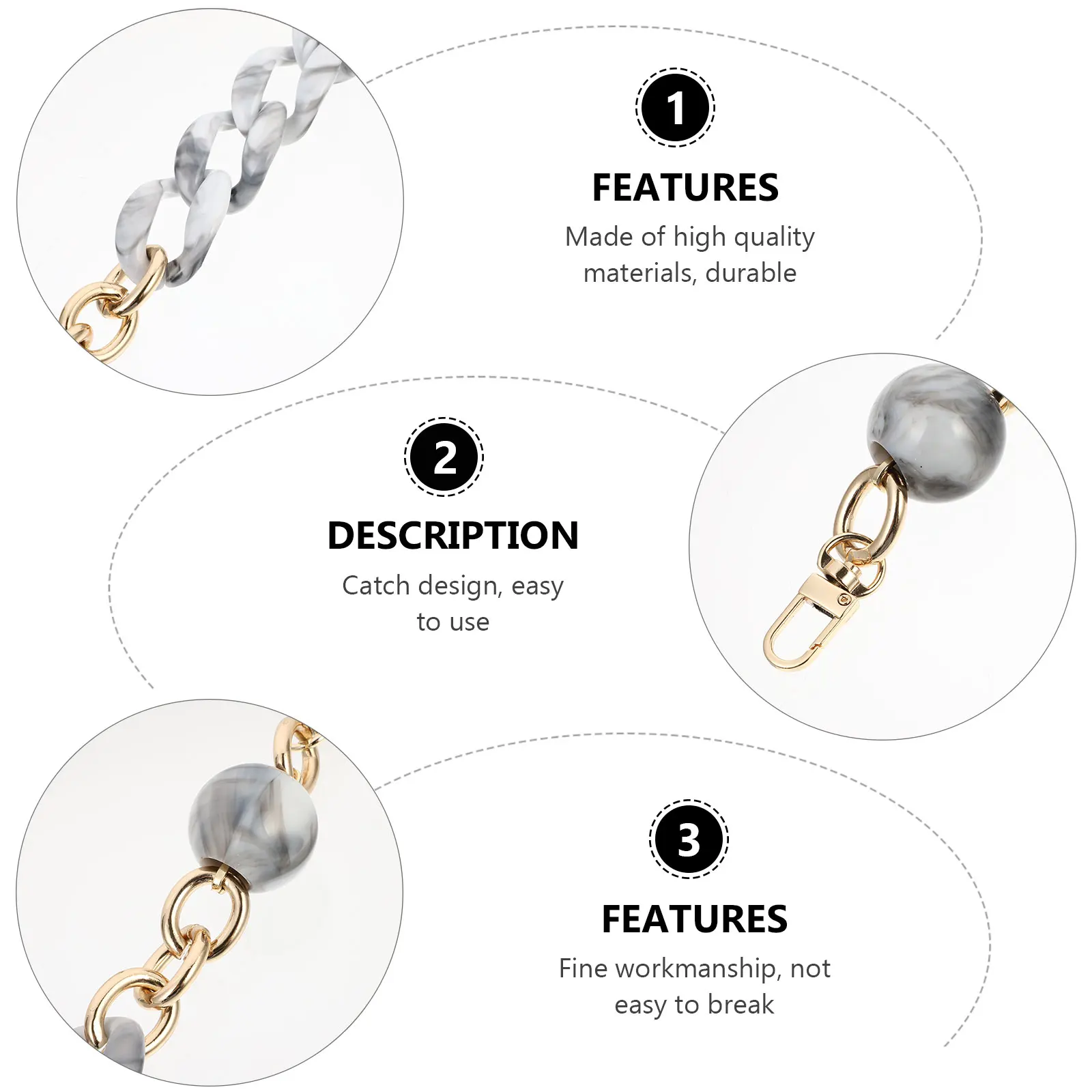 

Resin Chain Strap Replacement Straps for Women Purse Belt Versatile Durable Retro Acrylic DIY Bag Accessories