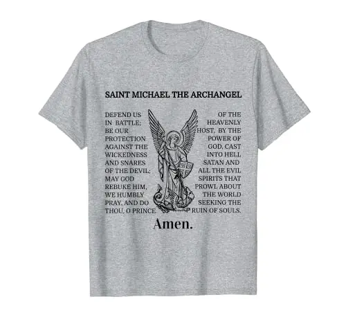 Saint St Michael Prayer Catholic Archangel Christian Men T-Shirt Short Sleeve Casual Cotton O-Neck Summer Men Clothing