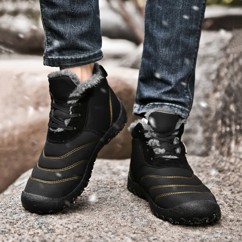 Winter Men's Large Size Snow Boots Plus Velvet Thickened Warm Cotton Boots Comfortable Cold-proof Outdoor Sports Leisure Shoes