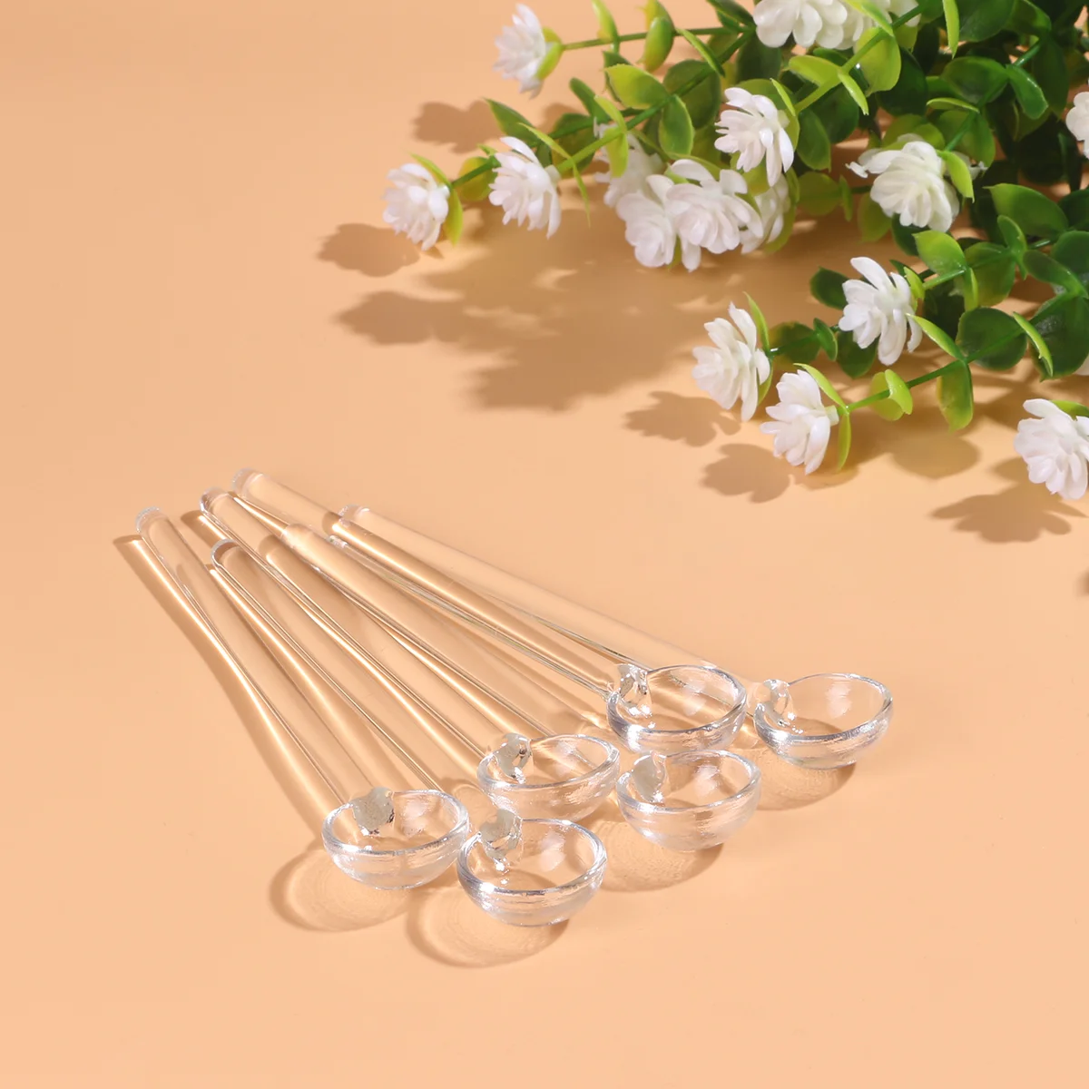Long Handle Glass Spoons Clear Dessert Beautiful Glass Flatware Coffee Stirring Spoons Tea Spoons for Home Party Bar