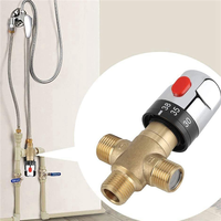 Thermostatic Mixing Valve Solid Brass G1/2 for Shower System Water Temperature Control Pipe Basin Thermostat ControlJAS