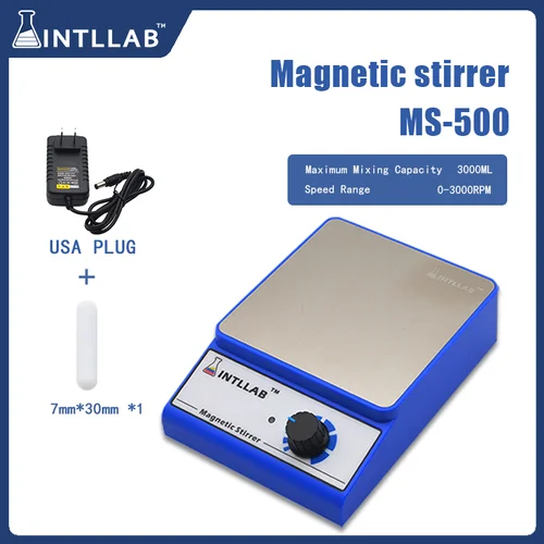 Agitador magnético Mezclador magnético de alta potencia con varilla agitadora 3000 rpm Volumen máximo de agitación: 3000 ml