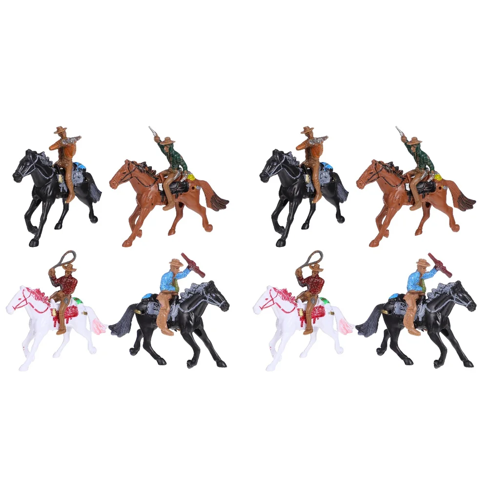 

8 PCS Cowboy Riding Model Micro People Figurines Usa Accessories Table Layout Decors Plastic Mini Ornaments Child