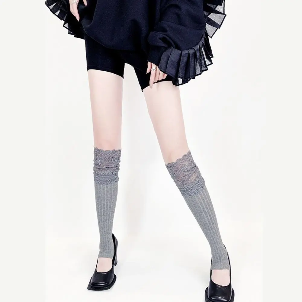 

Sweet Cotton Over Knee Stockings Lolita Japanese Style Lace Boot Thigh Sock Solid Color Ultra-Thin Long Tube Socks Harajuku