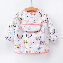 Impermeável Art Smock para o bebê, avental recém-nascido, Toddler Bibs, lenço de manga comprida, alimentação Bib, meninos e meninas infantis, pano de arrebento infantil