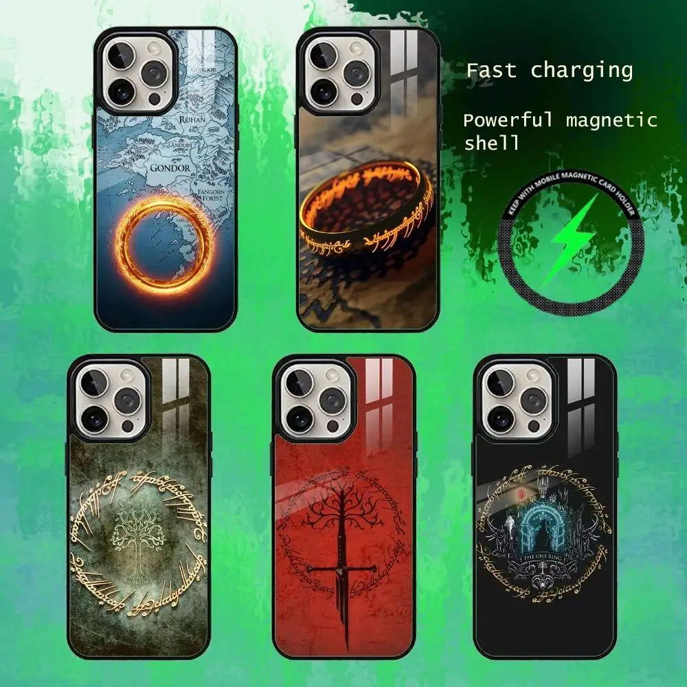 

T-The R-Rings Map Logo Phone Case For iPhone17,16,15,14,13 Plus,Pro Max Magnetic For Magsafe Wireless Charging
