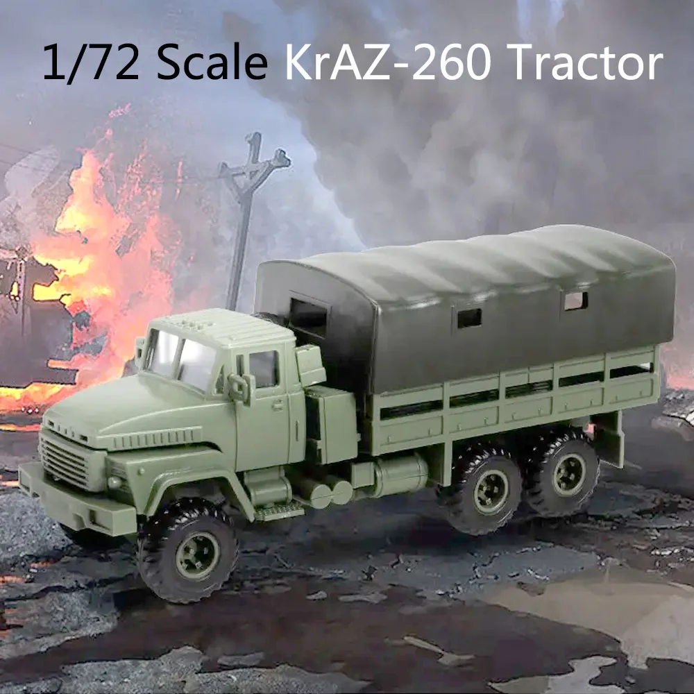 1:72 비율 우크라이나 러시아 KrAZ-260 트랙터 군사 차량 트럭 장난감 블록 자동차 조립 모델 빌딩 키트 DIY 육군 컬렉션