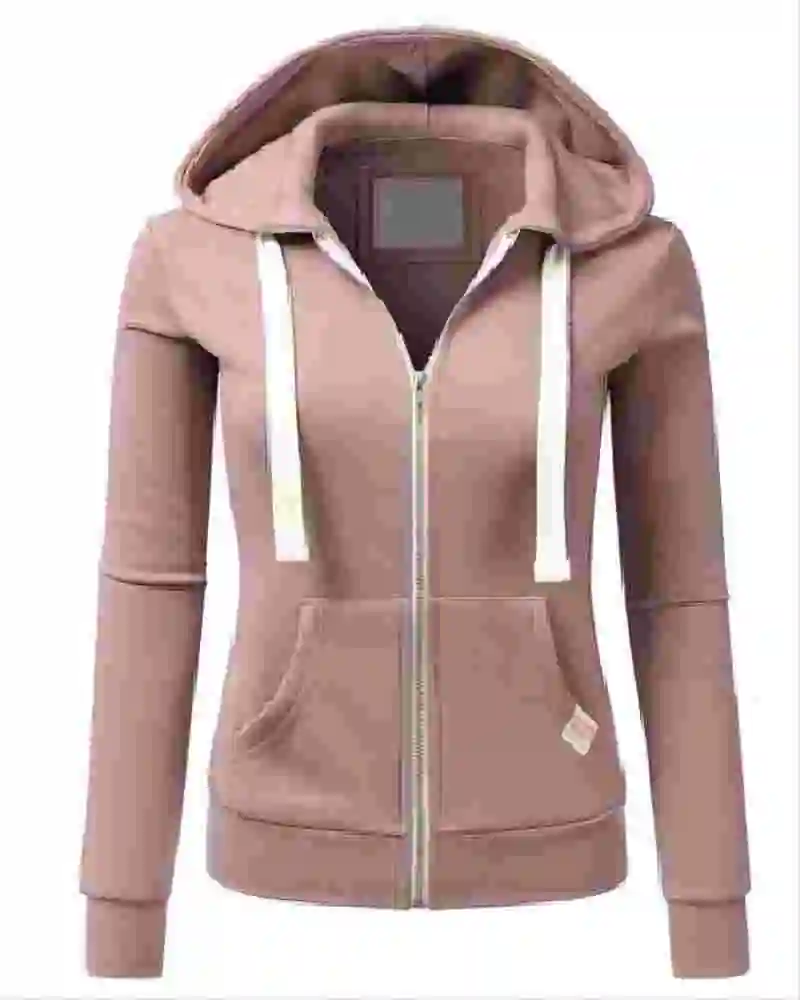 Ladies Casual Long Sleeve Plus Pocket Hooded Zipper Sweater Jacket Cardigan for Women\'s Clothing 2023 Autumn Winter Sports Coat