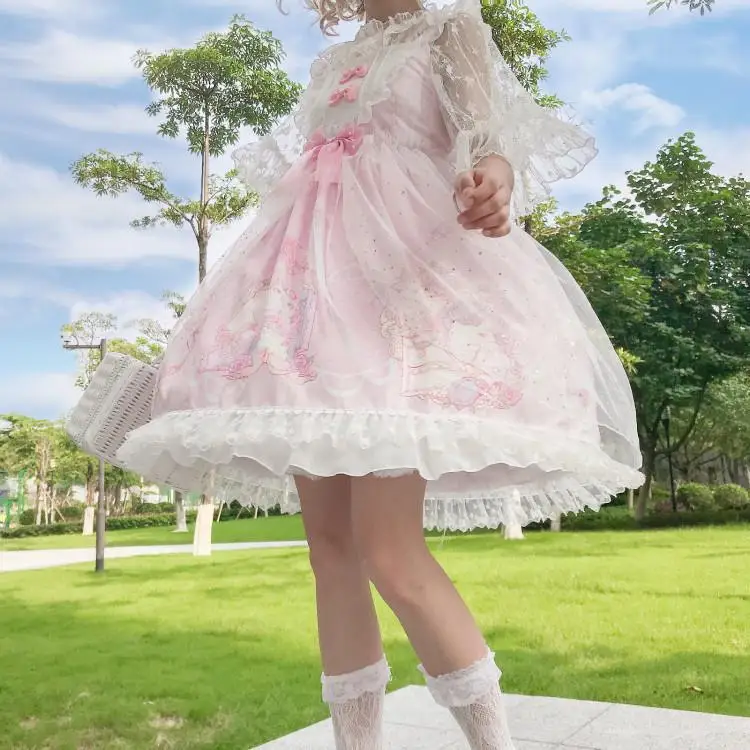 Robe Japonaise en Dentelle à Volants et Nministériels d pour Femme, Style Lolita Doux, Kawaii, Nouvelle Collection Été