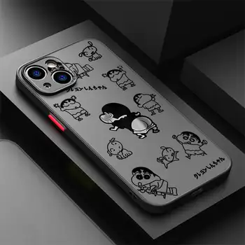 Pouzdro na telefon pro iPhone 11 15 16e XS 13 Pro 14 11 Max XR 12 Mini 16 TPU kryt pastelky holeně Chans anime 6 nejlepší prodej Pouzdro na iPhone s pastelkou Shin Chan - №3