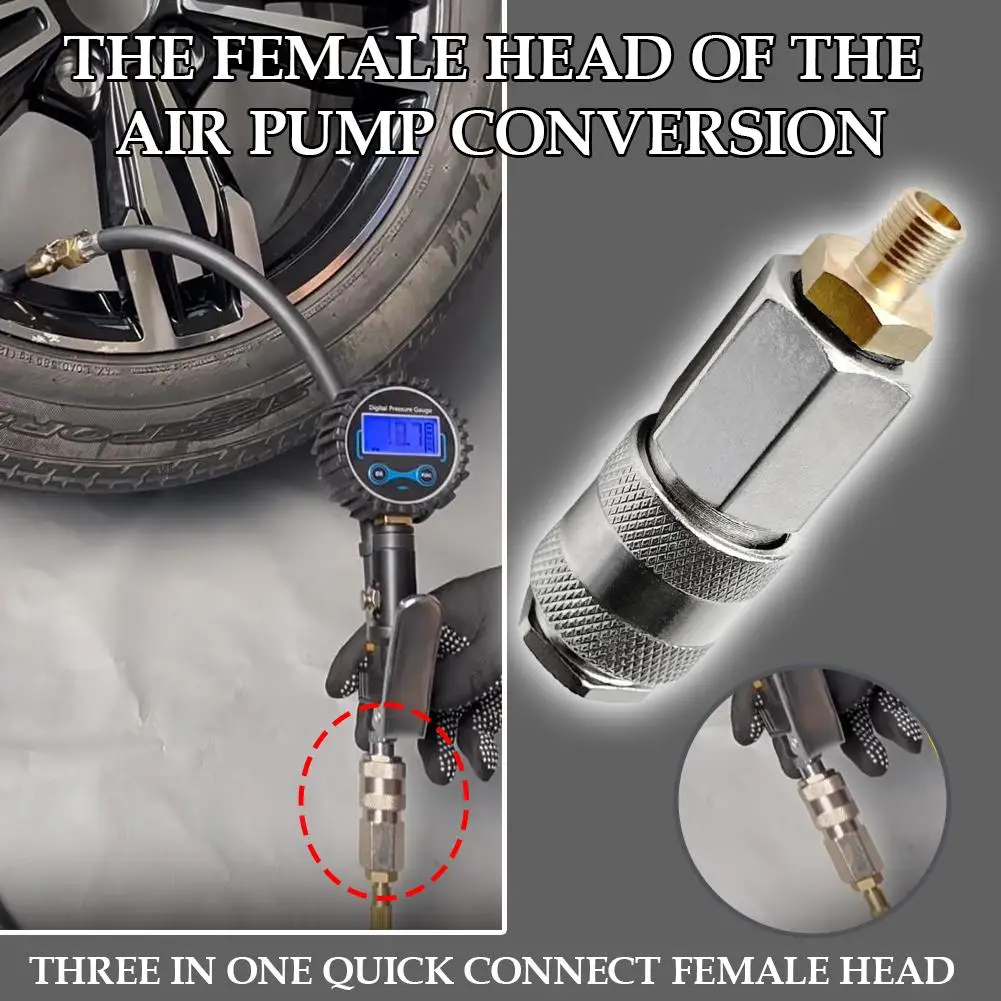NEW 1PC Car Tyre Wheel Inflatable Quick Connector Air Tool Conversion Adapter Head Thread Nozzle Fast Accessory Nozzle Clip B0P4