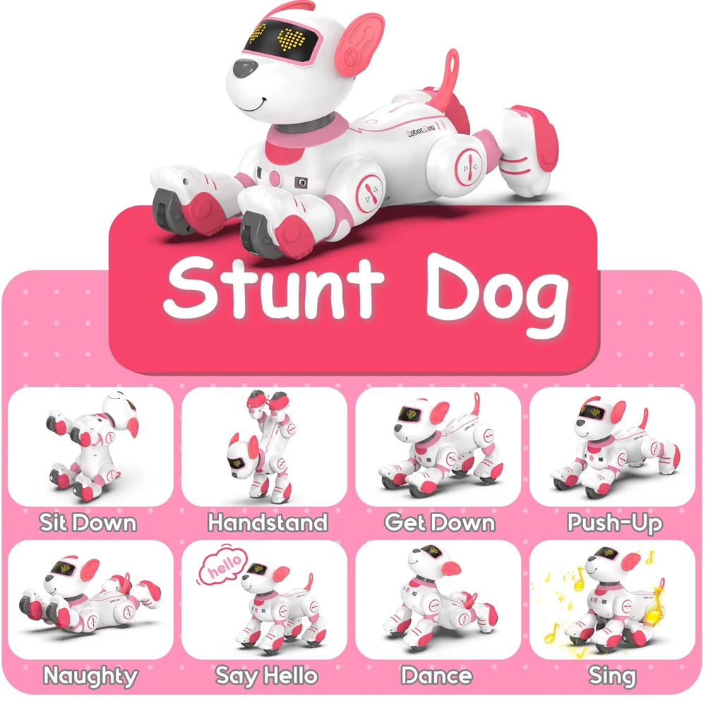 リモコン付きインテリジェントロボット犬,電子歌,ダンス,スマートフォロー,音楽おもちゃ,プログラム可能な子犬,子供向けギフト