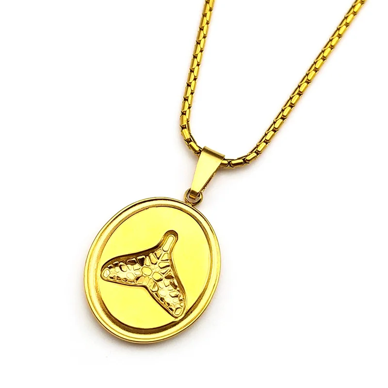 الحوت ذيل السماء البحر قلادة قلادة للنساء الرجال الفولاذ المقاوم للصدأ المينا الأزرق المحيط نمط العصرية سلسلة عنق مجوهرات الإكسسوار