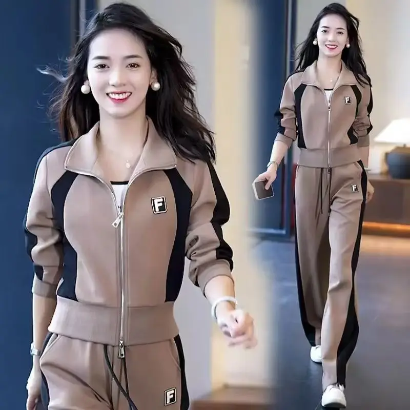 Casual Long Sleeve Sportswear Set for Women Spring Autumn 2026 New Style Small Size Anti-Aging Elegant Two-Piece Set