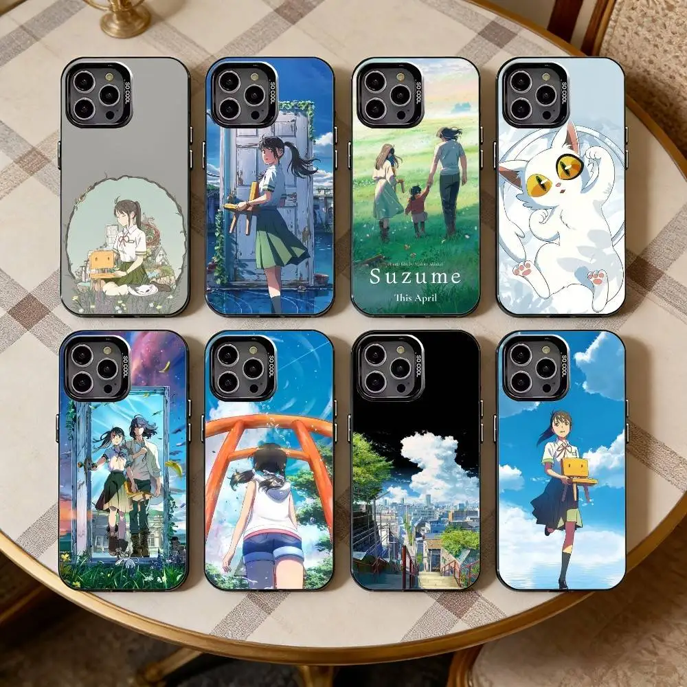 

A-Anime S-Suzume-me Phone Case For iPhone17,16,15,14,13,12,11 Plus,Pro Max Black Candy silver phone case