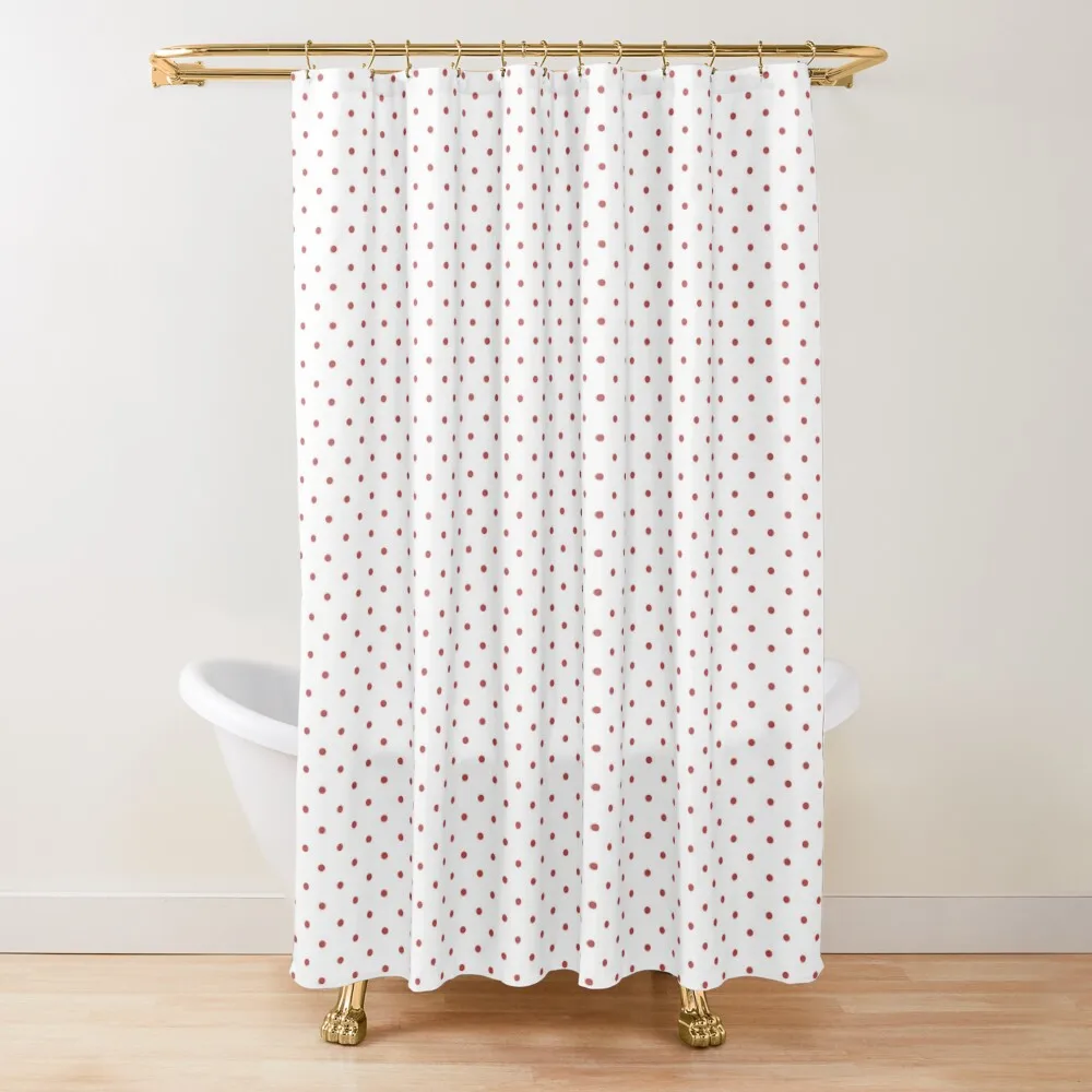 

White with Red Polka Dots Pattern Shower Curtain In The Bathroom Shower Bathroom Curtain