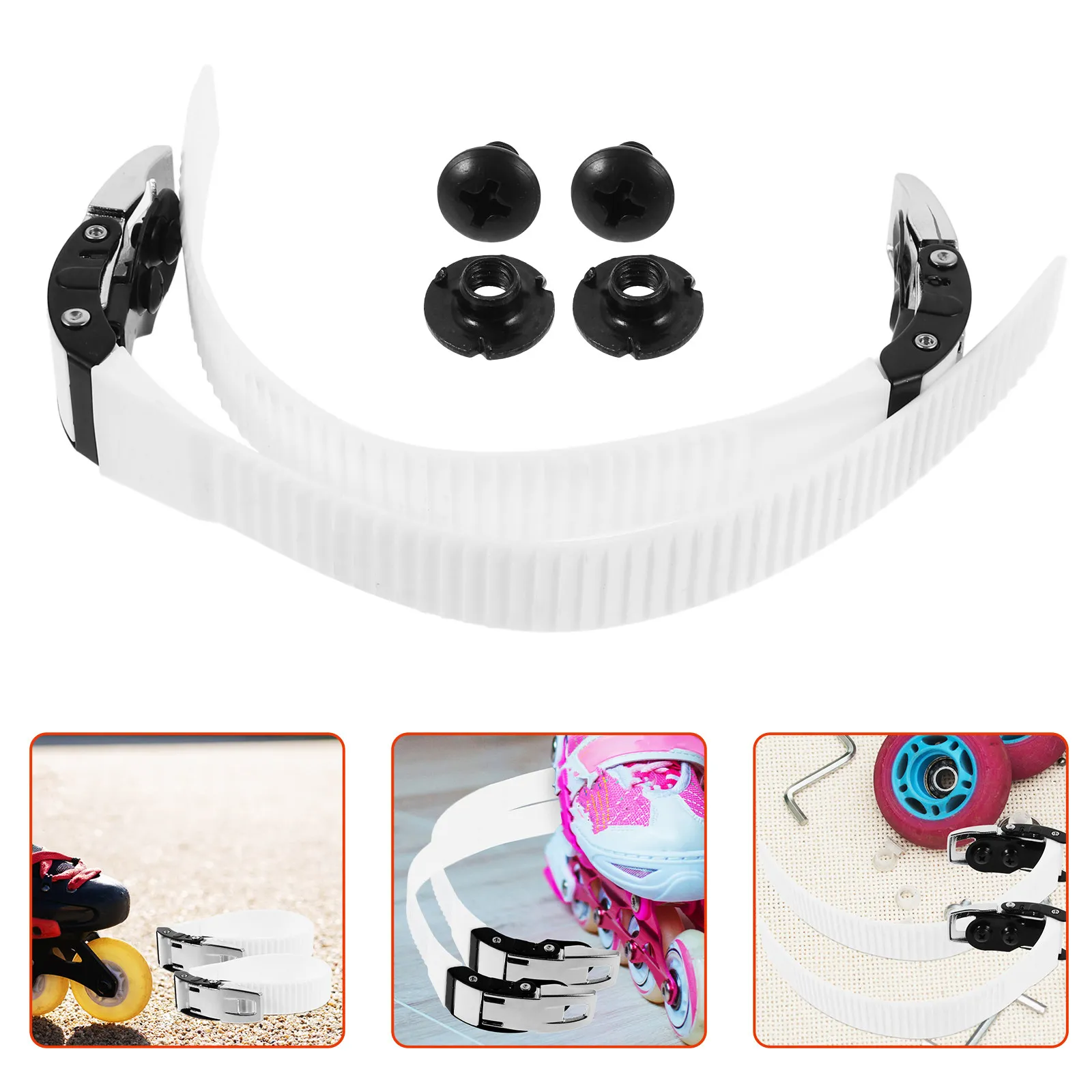 1Pair Replaceable Roller Skate Buckle Strap Strong PVC Material Adjustable Buckle Design Prevents Slipping Skating Shoes Fixing