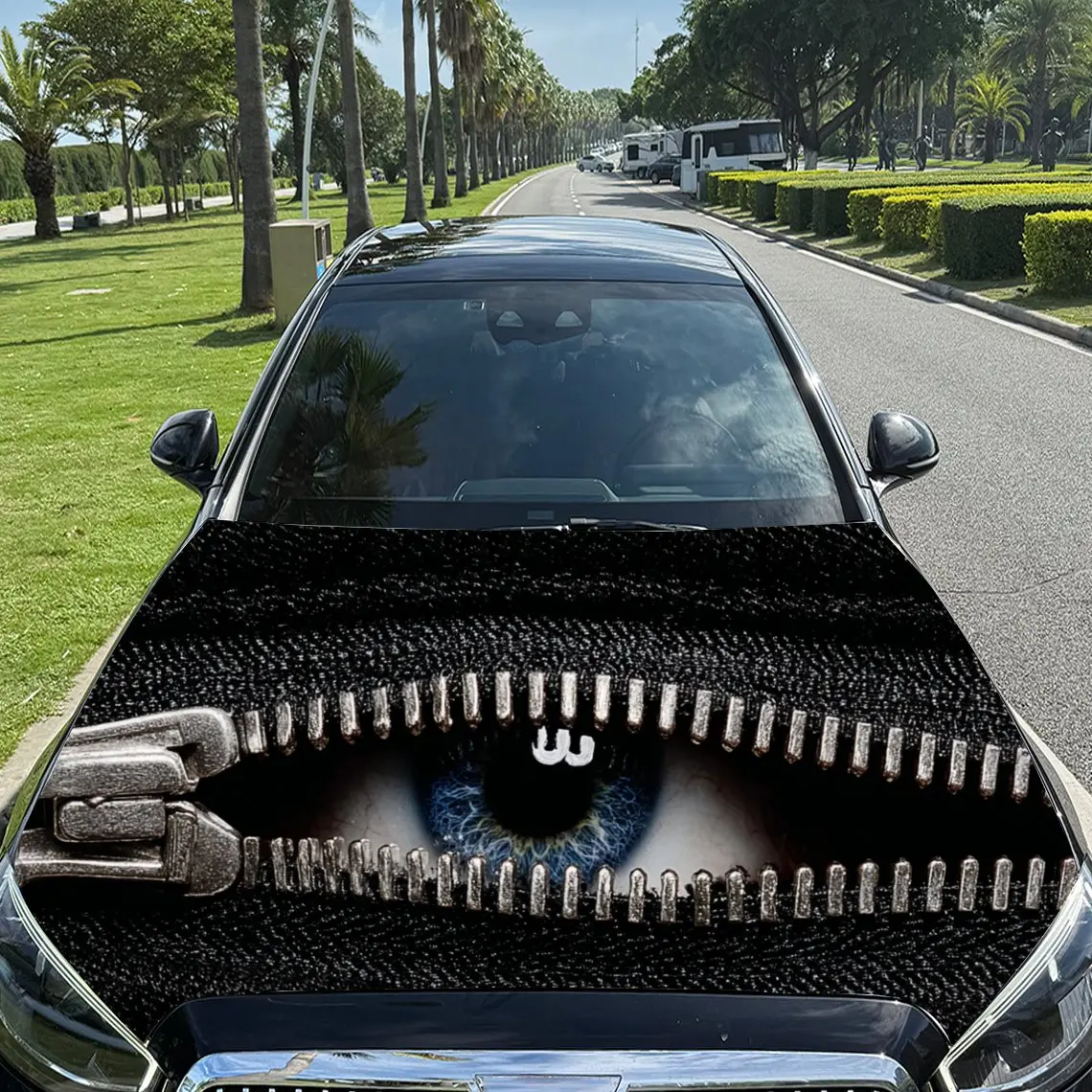 

Car Decals Zipper - Eye Design Car Hood Sticker, Waterproof Self - Adhesive Vinyl Graphics Decals, Decorative Protective & Scrat