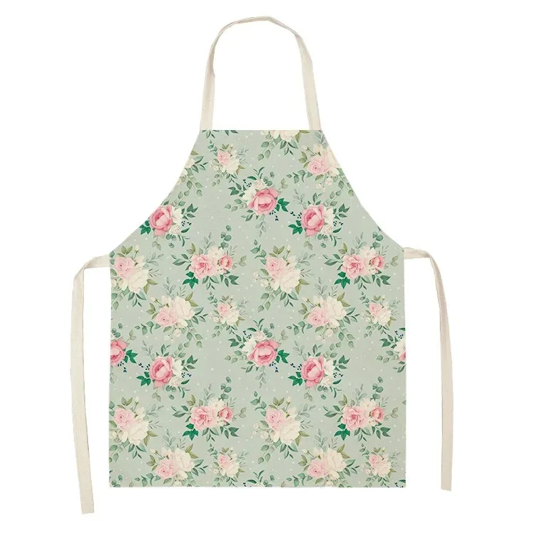 Dark Floral Apron Women\'s Retro Botanical Print Pattern Home Cooking Tool Apron Flower Linen Cooking Sleeveless Bib