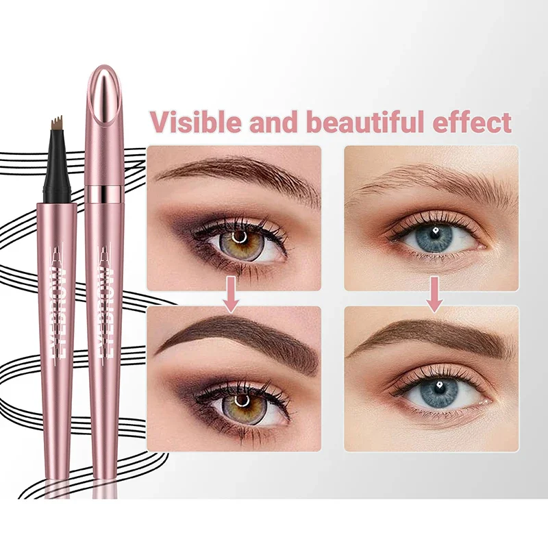 Augenbrauen stift 3d wasserdichter Augenbrauen stift natürliches Make-up feiner Schlag magischer Augenbrauen stift mit 4 Mikro gabel spitzen für Frauen