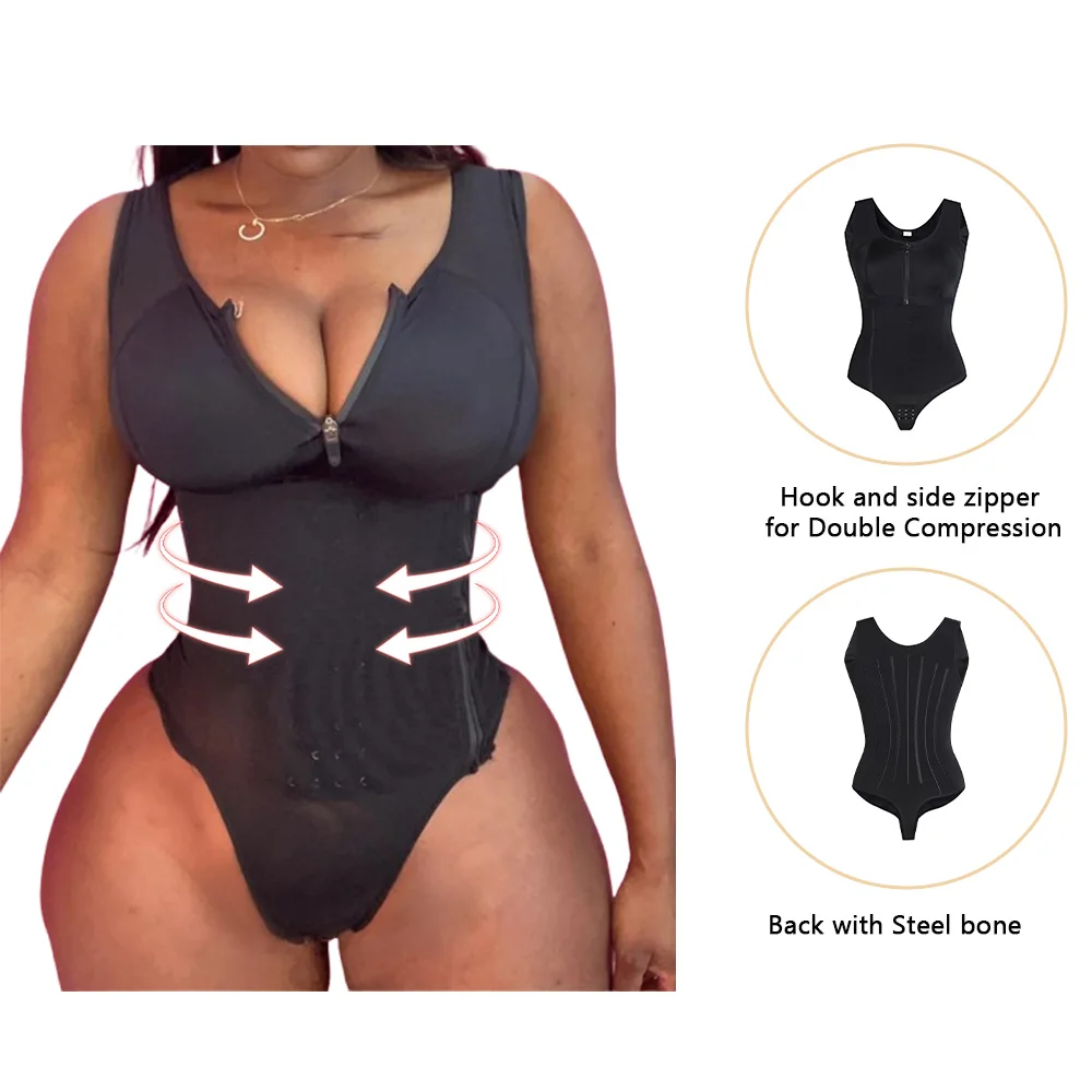 Double Compression fajas Women\'s Abdomen Control shaping jumpsuit Waist Trainer Tummy Control bodysuits slimming body shapewear