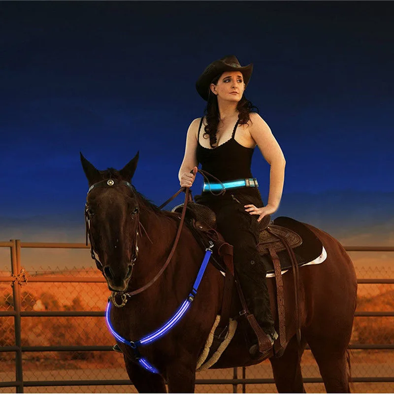 Horse Breastplate Dual LED Horse Harness Nylon Night Visible Horse Riding Equipment Racing Equitation Cheval Belt