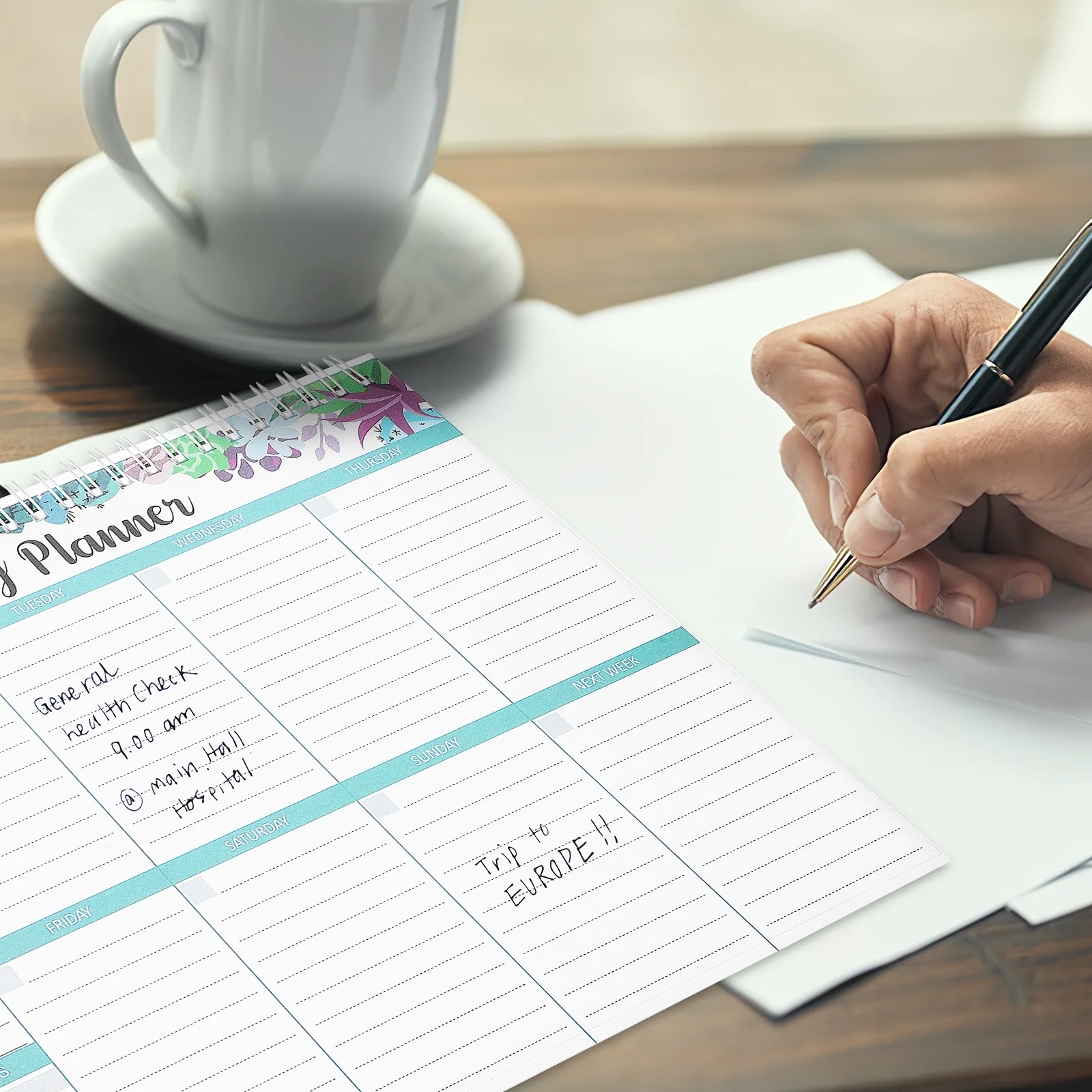 

Weekly Planner Book Coil Bound Blank Weekly to Do List Planner Desk Schedule Notebook for Office Classroom Organizer Habit