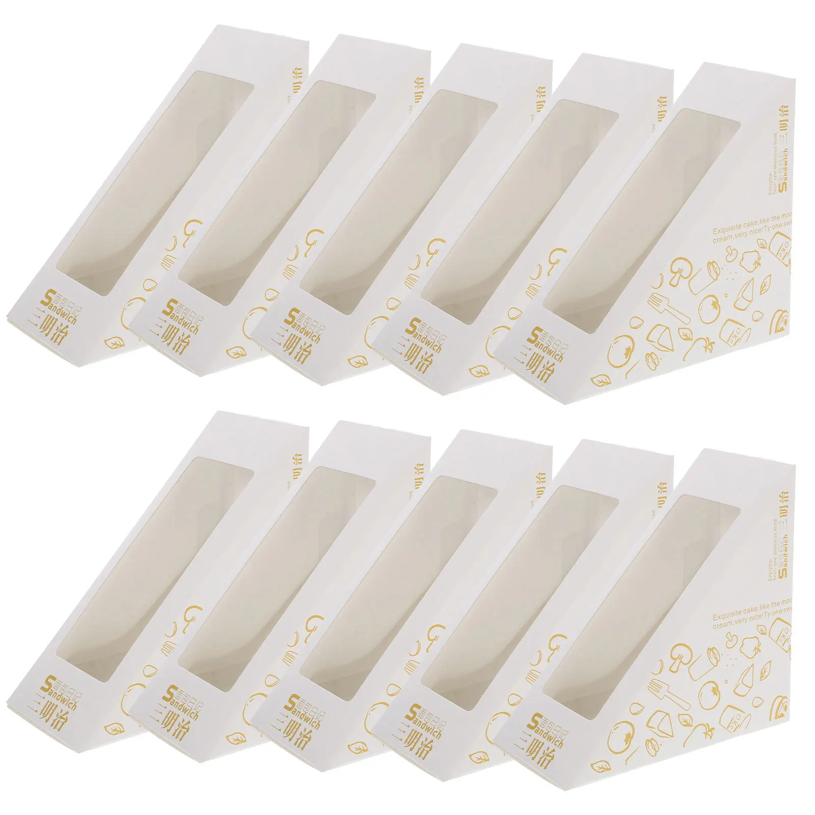 

50pcs Sandwich Packaging Box Clear Window Triangle Food Container For Party Wedding Baby Shower Baking Cake Carrier Outdoor